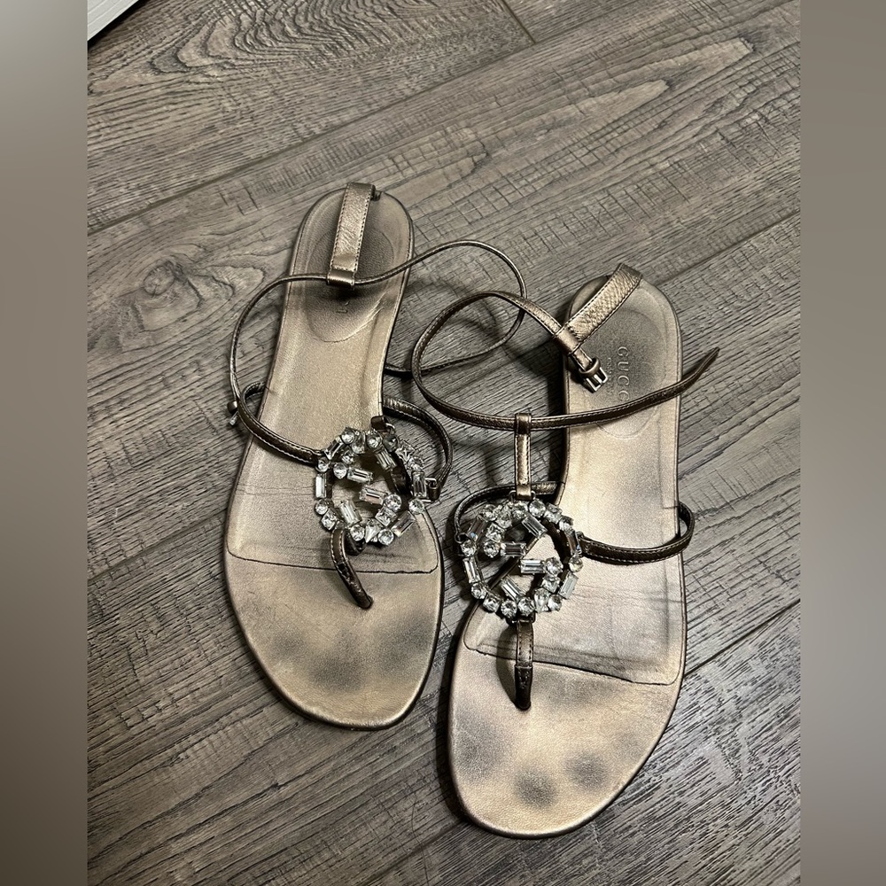 Gucci silver rhinestone sandals